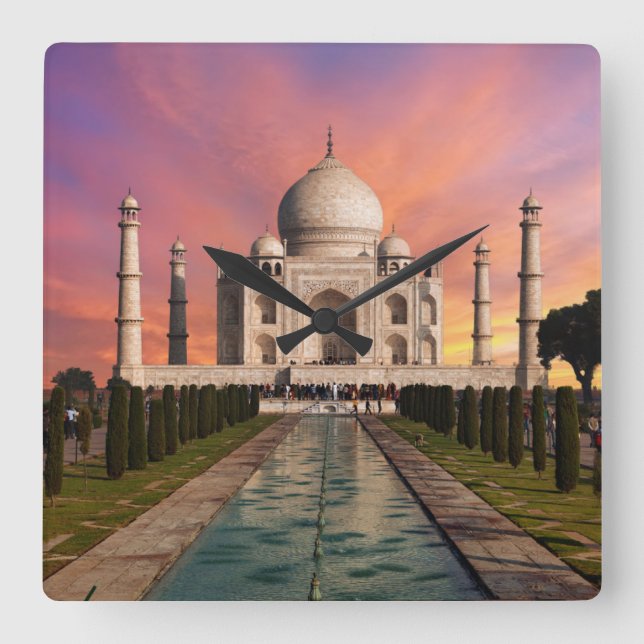 Reloj Cuadrado Monuments | Colorful View of the Taj Mahal (Anverso)