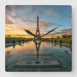 Reloj Cuadrado Monuments   Eiffel Tower Sunrise