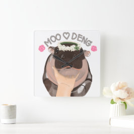 Reloj Cuadrado Moo Deng Hippo de Tailandia