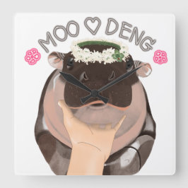 Reloj Cuadrado Moo Deng Hippo de Tailandia