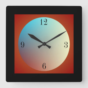 Reloj Cuadrado Moon efecto iluminado/negro rojo >reloj de pared
