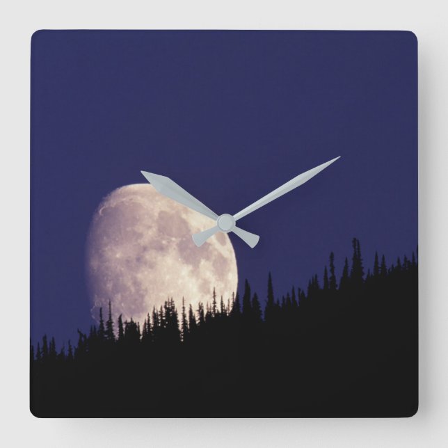 Reloj Cuadrado Moon & Forest | Parque nacional Glaciar Montana (Anverso)