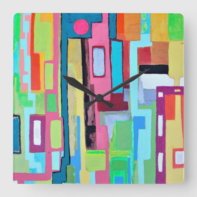 Reloj Cuadrado Moon Over Miami Wall Clock (Anverso)