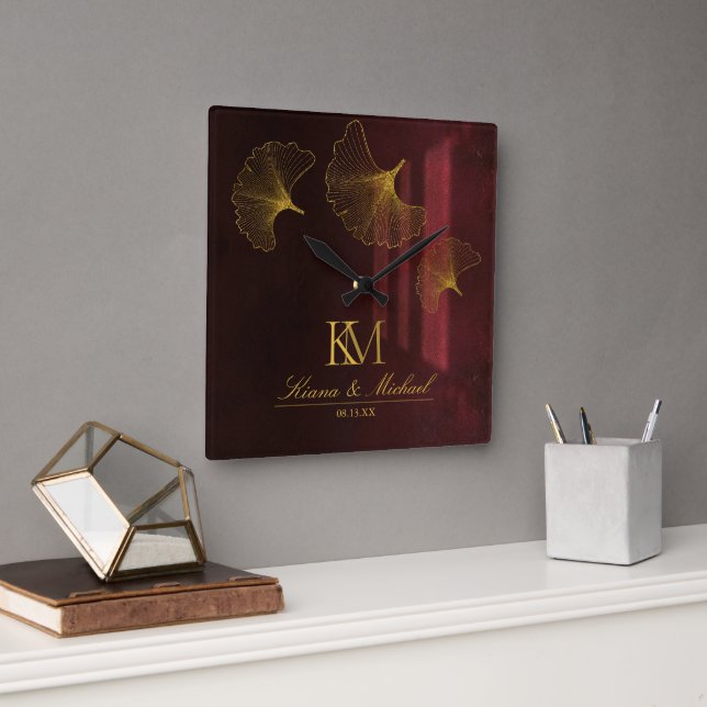 Reloj Cuadrado Moonlight Romance Burgundy ID881 (Oficina)