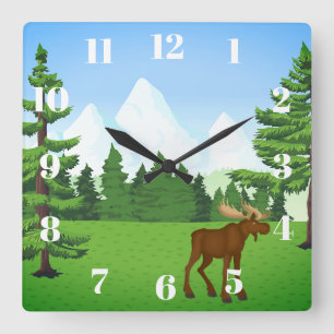 Reloj Cuadrado Moose in Valley - Square Wall Clock
