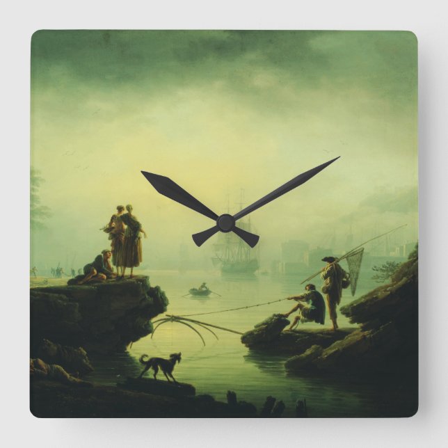 Reloj Cuadrado Morning Fog at sea by Joseph Vernet  (Anverso)