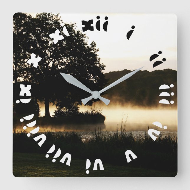 Reloj Cuadrado Morning Lake Scene Grat Roman Numbers wcnm (Anverso)