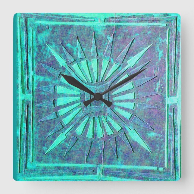 Reloj Cuadrado MORNING STAR , Teal Aqua Blue (Anverso)