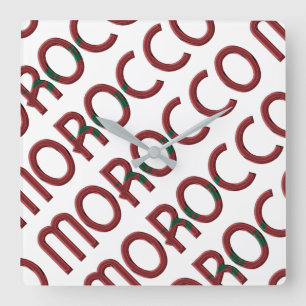 Reloj Cuadrado Morocco Africa Moroccan Flag Colors Typography