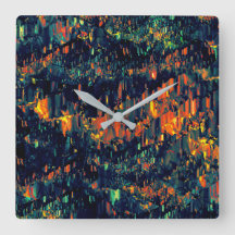 Mosaico abstracto de fogata desplazada sobre verde