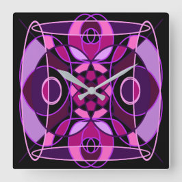 Reloj Cuadrado mosaico abstracto rosa y púrpura