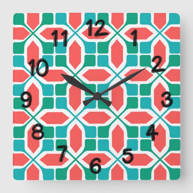 Reloj Cuadrado Mosaico Art Deco (Anverso)