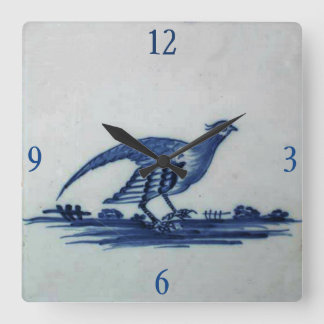 Reloj Cuadrado Mosaico azul Delft antiguo - Grueso en la hierba