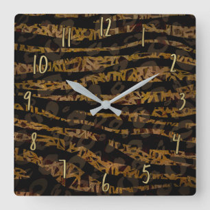 Reloj Cuadrado Mosaico Chic Elegante Safari Glam Estampa Jungle