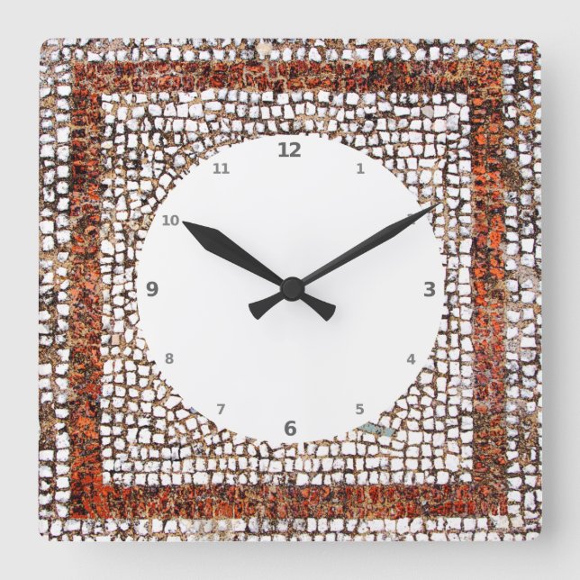 Reloj Cuadrado Mosaico de aves de Kos (Anverso)