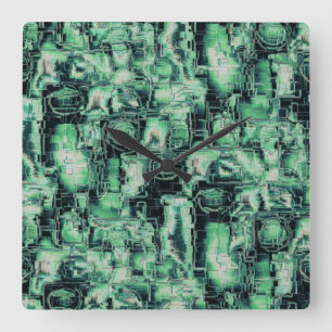Reloj Cuadrado Mosaico de imagen abstracto rústico tallado en ton
