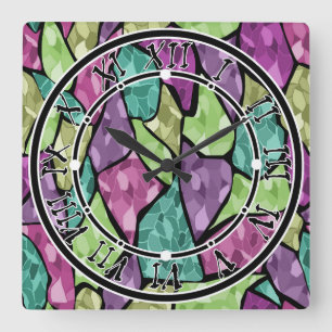 Reloj Cuadrado Mosaico de mosaico sin soldadura caleidoscopio abs