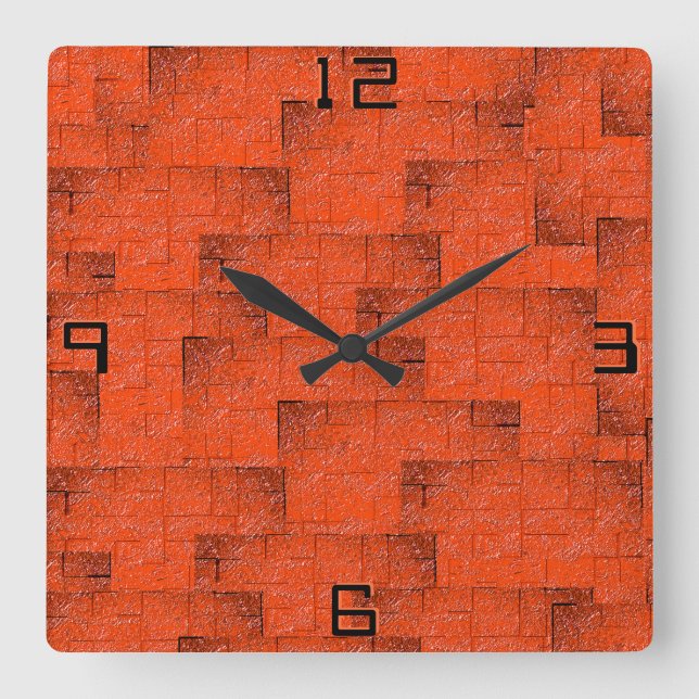Reloj Cuadrado Mosaico de textura que parece una pared de ladrill (Anverso)