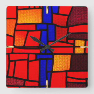 Reloj Cuadrado Mosaico del vitral