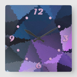 Reloj Cuadrado Mosaico en colores azul y rosa