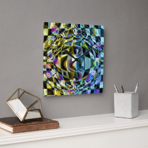 Reloj Cuadrado Mosaico geométrico moderno abstracto atrevido