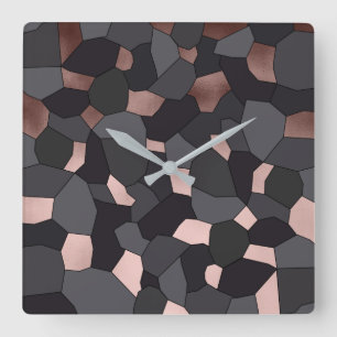 Reloj Cuadrado Mosaico gris y negro del oro color de rosa