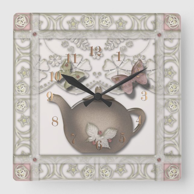 Reloj Cuadrado Mosaico para la cocina (Anverso)