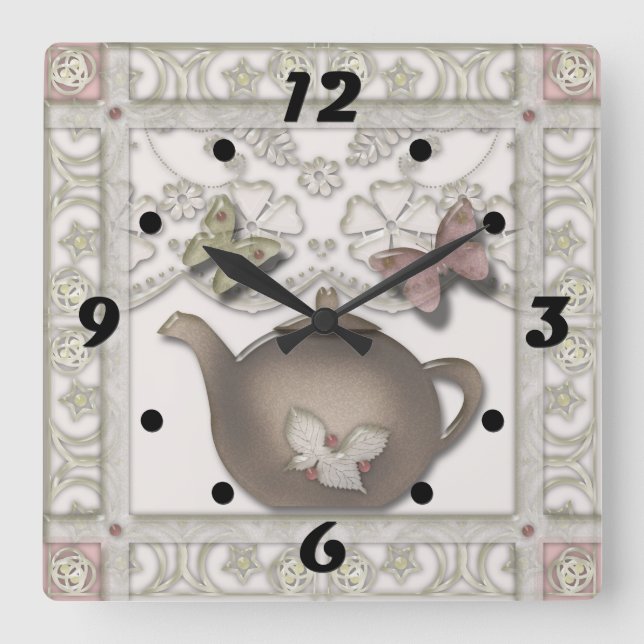 Reloj Cuadrado Mosaico para la cocina (Anverso)