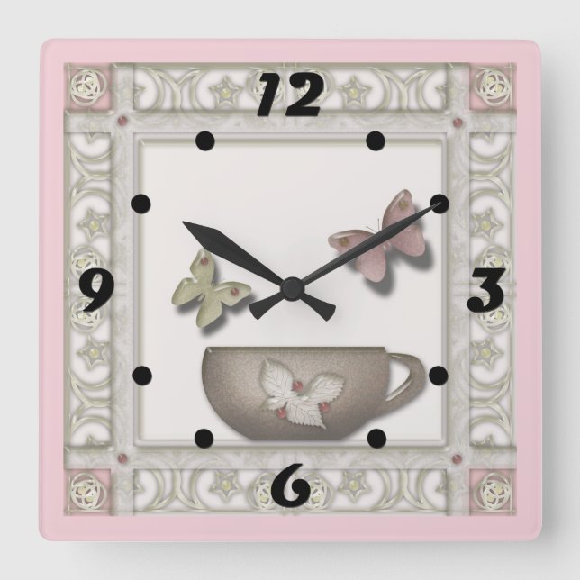 Reloj Cuadrado Mosaico para la cocina. (Anverso)