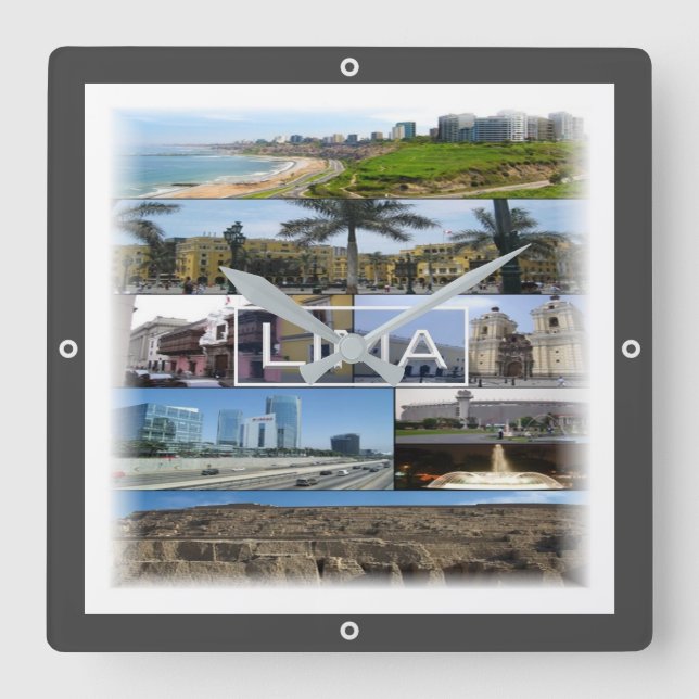 Reloj Cuadrado mosaico z zPE008 de LIMA en Perú, América, (Anverso)