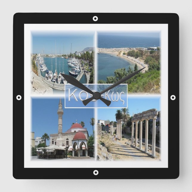 Reloj Cuadrado mosaico zGR020 de KOS, Grecia, Europa, (Anverso)