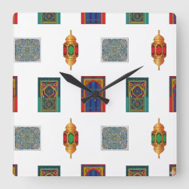 Reloj Cuadrado Mosaïque des portes et lanternes marocaines