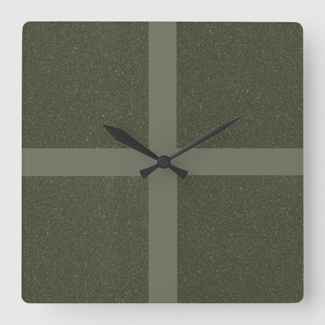 Reloj Cuadrado Moss Green Cross Pattern Wall Clock (Anverso)