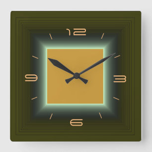 Reloj Cuadrado Moss Green/Yellow Naranja>Reloj de pared
