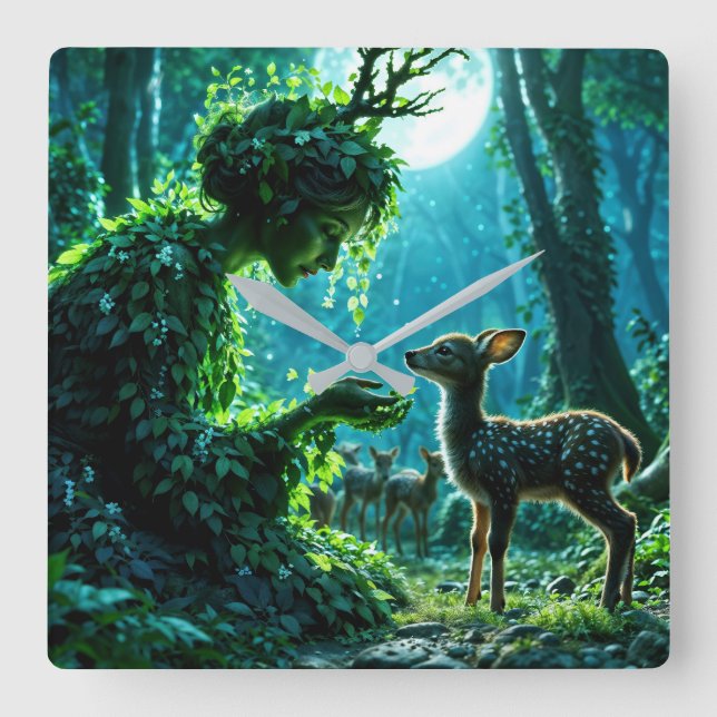 Reloj Cuadrado Mother nature's gentle touch on a spotted fawn (Anverso)