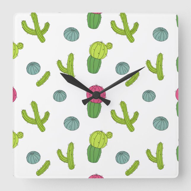 Reloj Cuadrado Motif de Cactus du désert (Anverso)