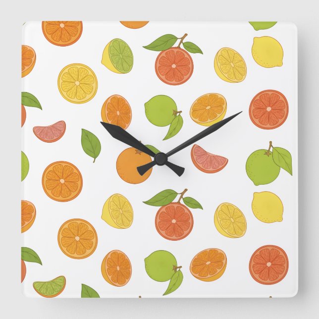 Reloj Cuadrado Motif de fruits d'agrumes (Anverso)