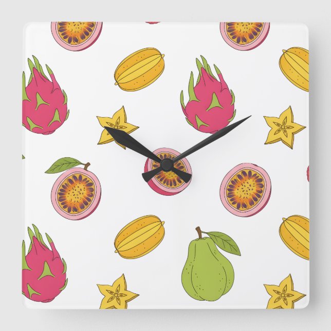 Reloj Cuadrado Motif de fruits exotiques - Mélange Paradis Tropic (Anverso)
