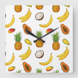 Reloj Cuadrado Motif de fruits tropicaux