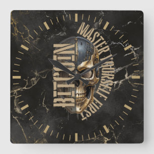 Reloj Cuadrado Motivación BTC   Calavera   Mármol dorado