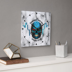 Reloj Cuadrado Motivación Comercial Calavera y Mármol Recuerd