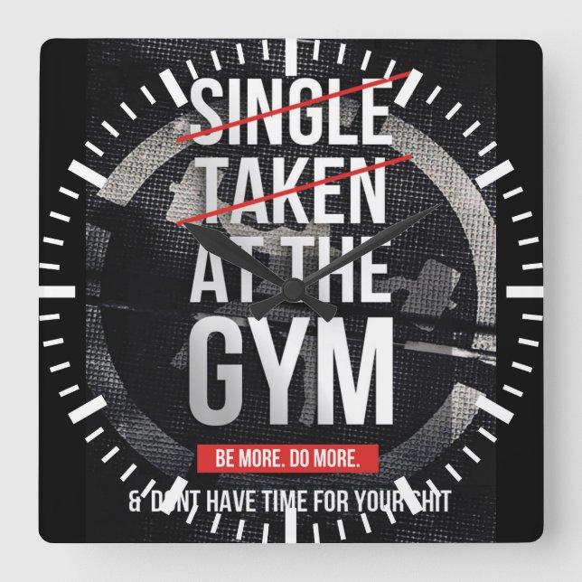 Reloj Cuadrado Motivación de gimnasio (Anverso)