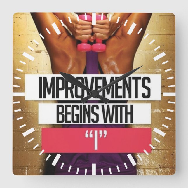 Reloj Cuadrado Motivación del entrenamiento: las mejoras comienza (Anverso)
