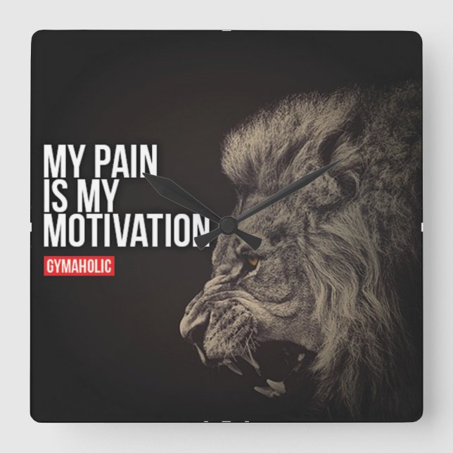 Reloj Cuadrado Motivación del gimnasio de construcción de cuerpos (Anverso)