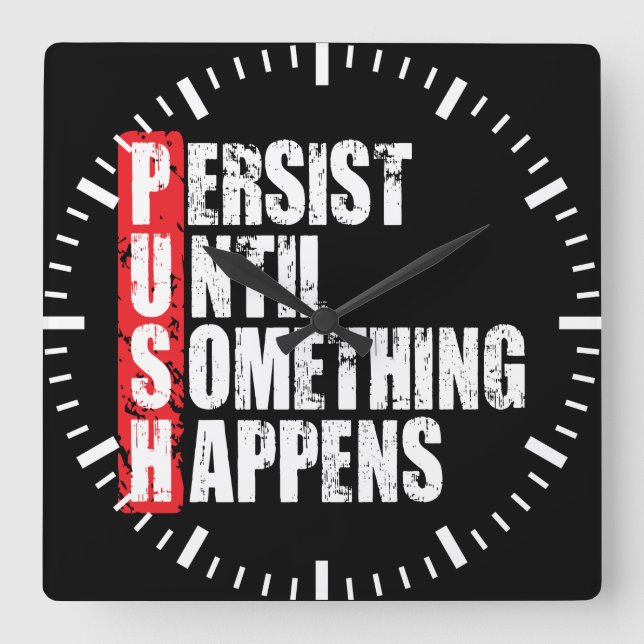 Reloj Cuadrado Motivación del gimnasio de entrenamiento de fitnes (Anverso)