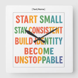 Reloj Cuadrado Motivational Wall Clock – Become Unstoppable