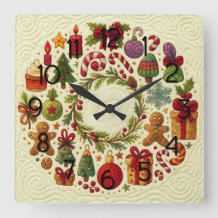 Reloj Cuadrado Motivos de Navidades de aspecto inclinado