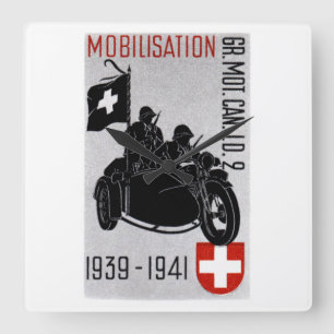 Reloj Cuadrado Motocicleta Recon suiza de la Segunda Guerra Mundi