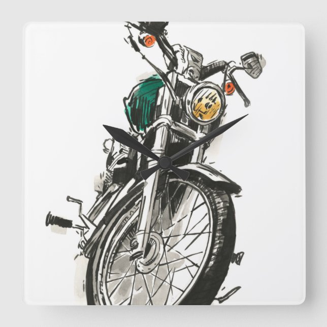Reloj Cuadrado Motorcycles in Ink I (Anverso)