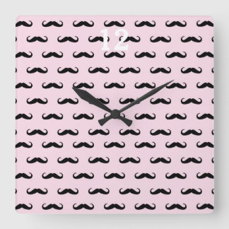 Reloj Cuadrado Moustache & Pink | Wanduhr cuadrado